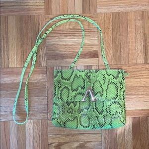 Lime green snakeskin purse